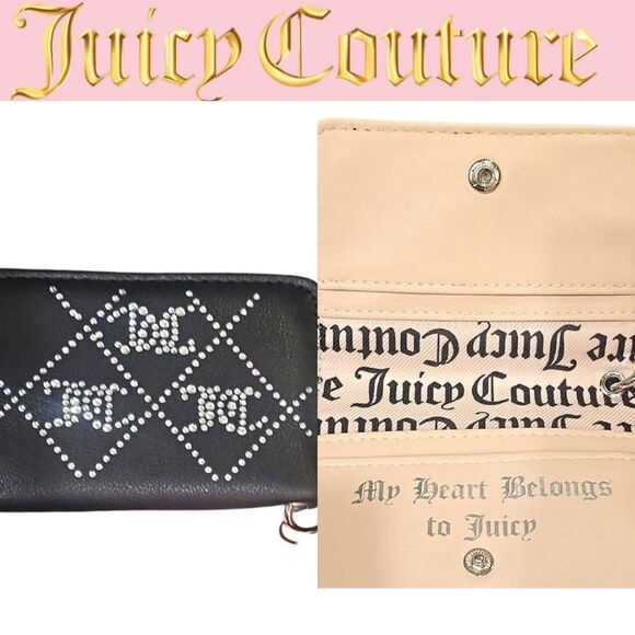 Juicy Couture Crystal Crush Card Wallet & Key FOB- Liquorice - Picture 1 of 9